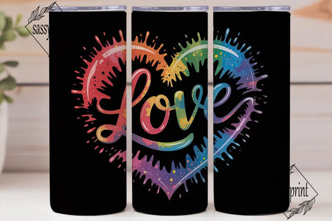 Rainbow Love Heart 20oz Tumbler Wrap Sublimation sassyprint 