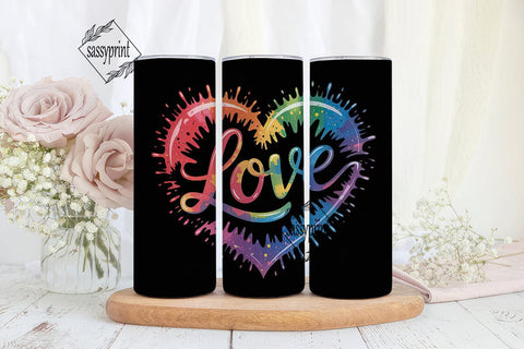 Rainbow Love Heart 20oz Tumbler Wrap Sublimation sassyprint 