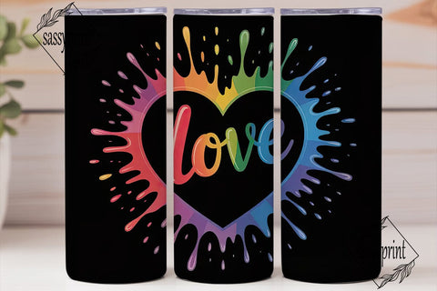 Rainbow Love Heart 20oz Tumbler Wrap Sublimation sassyprint 