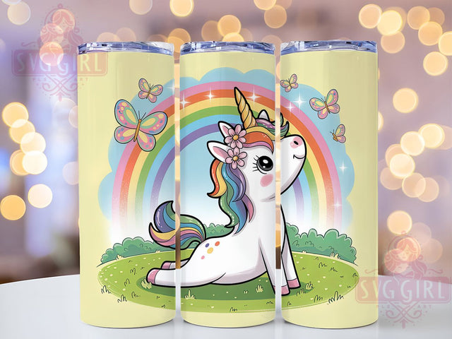 Rainbow Magical Unicorn Yoga Tumbler, Rainbow Meditation Cup, Cute Unicorn Wrap, 20Oz Sublimation Tumbler, Magical Yoga Gift, Colorful Fantasy Cup, Whimsical Wellness Design Sublimation SvggirlplusArt 