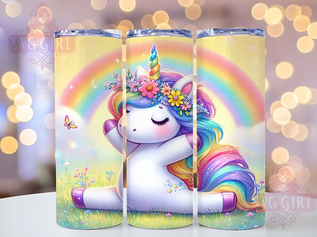 Rainbow Magical Unicorn Yoga Tumbler, Rainbow Meditation Cup, Cute Unicorn Wrap, 20Oz Sublimation Tumbler, Magical Yoga Gift, Colorful Fantasy Cup, Whimsical Wellness Design Sublimation SvggirlplusArt 