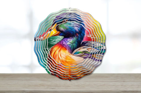 Rainbow Mallard Duck Bird Wind Spinner Bundle Sublimation Regulrcrative 