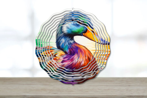 Rainbow Mallard Duck Bird Wind Spinner Bundle Sublimation Regulrcrative 