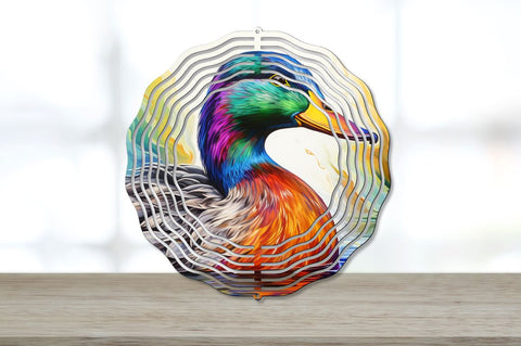 Rainbow Mallard Duck Bird Wind Spinner Bundle Sublimation Regulrcrative 