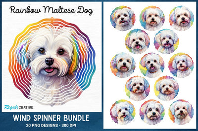 Rainbow Maltese Dog Wind Spinner Sublimation Bundle Sublimation Regulrcrative 