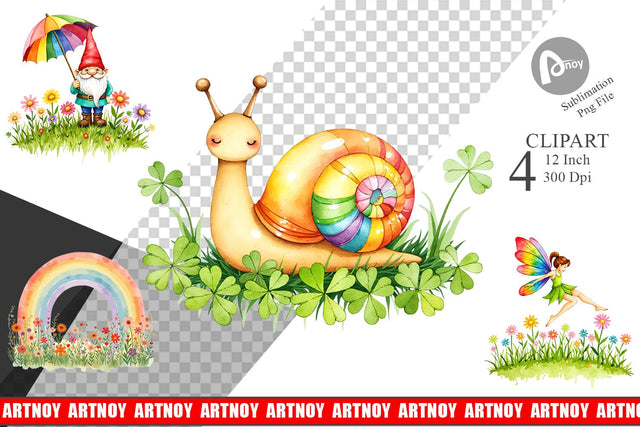 Rainbow Meadow Clipart Sublimation artnoy 