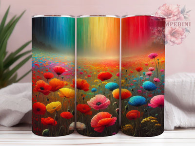 Rainbow Meadow Floral Garden Tumbler Wrap, Rainbow Floral Design, Watercolor Meadow Art, Bright Flower Cup, Garden Beauty Gift, Colorful Nature Wrap, Botanical Sublimation Sublimation Li Zamperini 