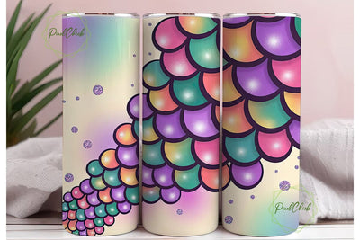 Rainbow Mermaid Scales 20oz Tumbler Wrap Sublimation PixelChick 