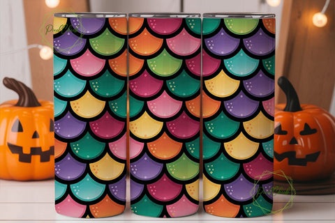Rainbow Mermaid Scales 20oz Tumbler Wrap Sublimation PixelChick 