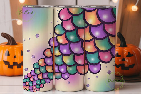 Rainbow Mermaid Scales 20oz Tumbler Wrap Sublimation PixelChick 