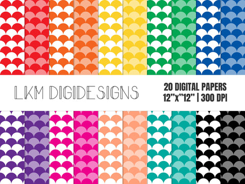 Rainbow Mermaid Scales Digital Paper Pack Digital Pattern LKM DigiDesigns 