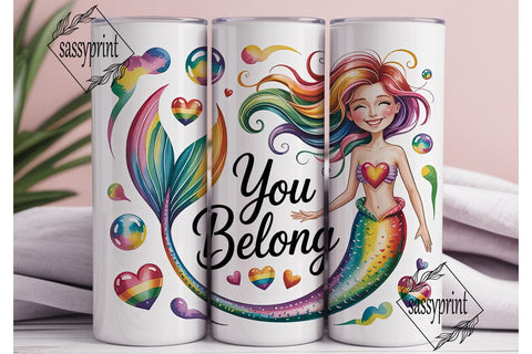 Rainbow Mermaid You Belong 20oz Tumbler Sublimation sassyprint 