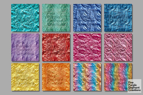 Rainbow Metal Foil Textures Digital Paper - Wrinkled Colorful Metallic Digital Pattern Fine Purple Elephant Creations 