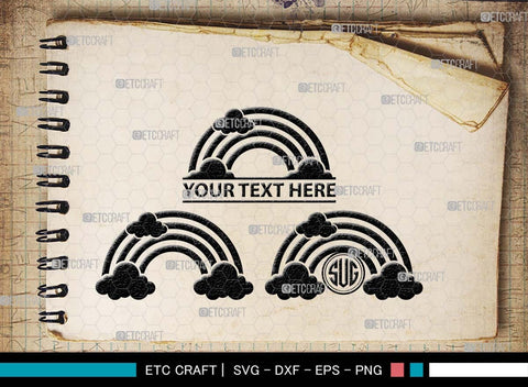 Rainbow Monogram, Rainbow Silhouette, Rainbow SVG, Clouds Svg, Rainbow Star Svg, Rainbow Shooting Svg, Layered Rainbow Svg, SB00529 SVG ETC Craft 