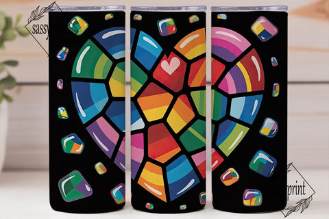 Rainbow Mosaic Stained Glass Tumbler Sublimation sassyprint 