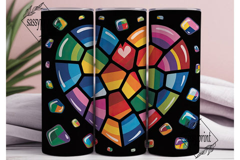 Rainbow Mosaic Stained Glass Tumbler Sublimation sassyprint 