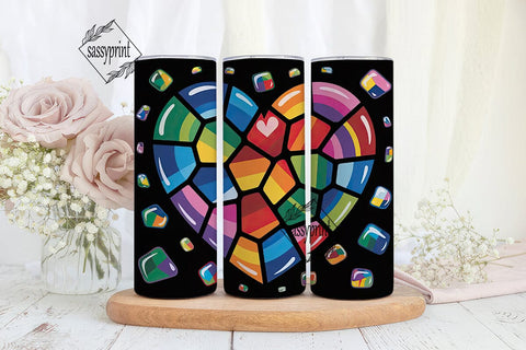 Rainbow Mosaic Stained Glass Tumbler Sublimation sassyprint 