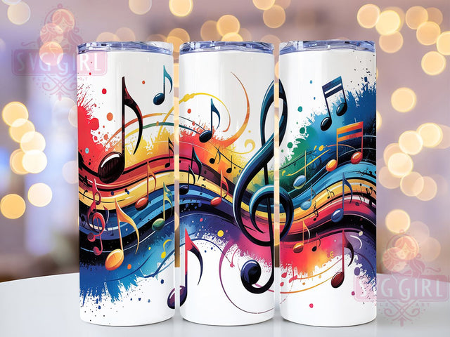Rainbow Music Notes 20oz Tumbler Wrap, Colorful Tumbler Wrap, 20oz Sublimation Wrap, Musical Theme Drinkware, Rainbow Music Design, Music Lover Gift, Artistic Tumbler Wrap Sublimation SvggirlplusArt 