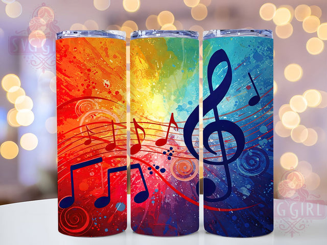 Rainbow Music Notes 20oz Tumbler Wrap, Colorful Tumbler Wrap, 20oz Sublimation Wrap, Musical Theme Drinkware, Rainbow Music Design, Music Lover Gift, Artistic Tumbler Wrap Sublimation SvggirlplusArt 