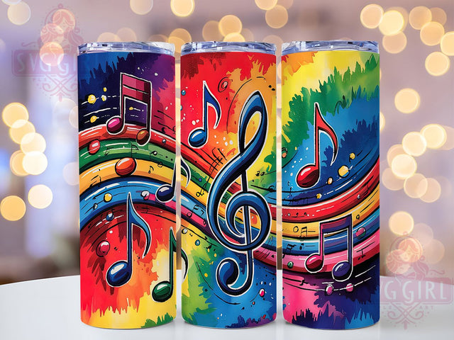 Rainbow Music Notes 20oz Tumbler Wrap, Colorful Tumbler Wrap, 20oz Sublimation Wrap, Musical Theme Drinkware, Rainbow Music Design, Music Lover Gift, Artistic Tumbler Wrap Sublimation SvggirlplusArt 