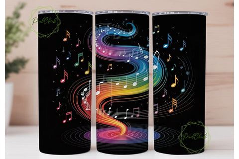 Rainbow Music Notes 20oz Tumbler Wrap Sublimation PixelChick 