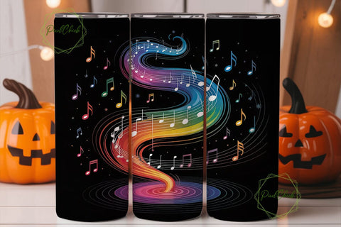 Rainbow Music Notes 20oz Tumbler Wrap Sublimation PixelChick 