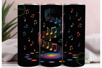 Rainbow Music Notes 20oz Tumbler Wrap Sublimation PixelChick 