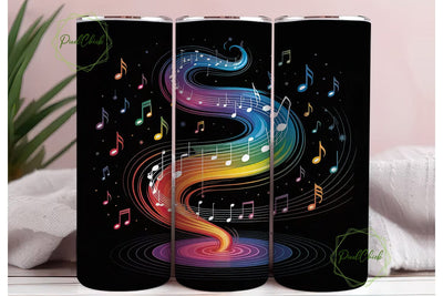 Rainbow Music Notes 20oz Tumbler Wrap Sublimation PixelChick 