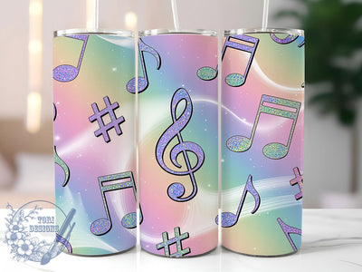 Rainbow Music Notes Tumbler Wrap, Colorful Melody Wrap, 20oz Tumbler Sublimation, Vibrant Musical Design, Bright Music Lover Sublimation, Artistic Notes Tumbler, Rainbow Rhythm Wrap Sublimation ToriDesigns 