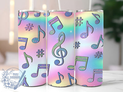 Rainbow Music Notes Tumbler Wrap, Colorful Melody Wrap, 20oz Tumbler Sublimation, Vibrant Musical Design, Bright Music Lover Sublimation, Artistic Notes Tumbler, Rainbow Rhythm Wrap Sublimation ToriDesigns 