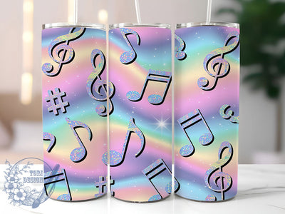 Rainbow Music Notes Tumbler Wrap, Colorful Melody Wrap, 20oz Tumbler Sublimation, Vibrant Musical Design, Bright Music Lover Sublimation, Artistic Notes Tumbler, Rainbow Rhythm Wrap Sublimation ToriDesigns 