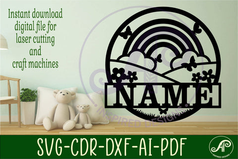 Rainbow name sign svg laser cut template SVG APInspireddesigns 
