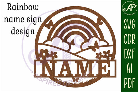 Rainbow name sign svg laser cut template SVG APInspireddesigns 