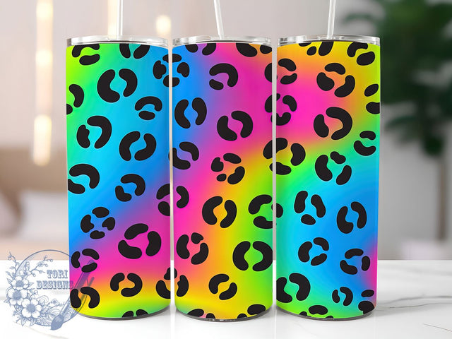 Rainbow Neon Leopard Tumbler, Colorful Leopard Pattern, Bright Animal Print, 20Oz Sublimation Wrap, Neon Leopard Texture, Rainbow Cheetah Style, Tumbler Sublimation Sublimation ToriDesigns 