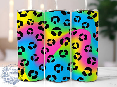 Rainbow Neon Leopard Tumbler, Colorful Leopard Pattern, Bright Animal Print, 20Oz Sublimation Wrap, Neon Leopard Texture, Rainbow Cheetah Style, Tumbler Sublimation Sublimation ToriDesigns 