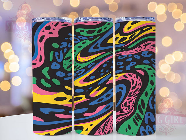 Rainbow Neon Leopard Tumbler, Neon Cheetah Spots, Wooden Background Print, 20Oz Sublimation Wrap, Colorful Animal Print, Vibrant Cheetah Texture, Tumbler Sublimation Sublimation SvggirlplusArt 