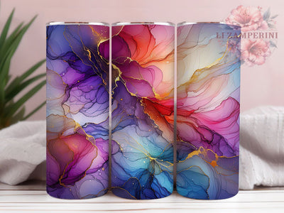 Rainbow Neon Marble Tumbler, Bright Colorful Tumbler, Vibrant 20oz Wrap, Sublimation Design, Stylish Gift Idea, Artistic Marble Wrap, Modern Rainbow Tumbler Sublimation Li Zamperini 