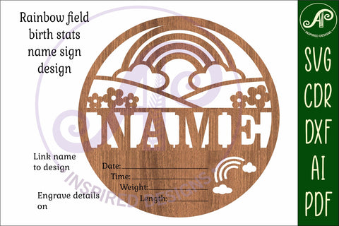 Rainbow Newborn Baby stats, Birth plaque, name SVG APInspireddesigns 