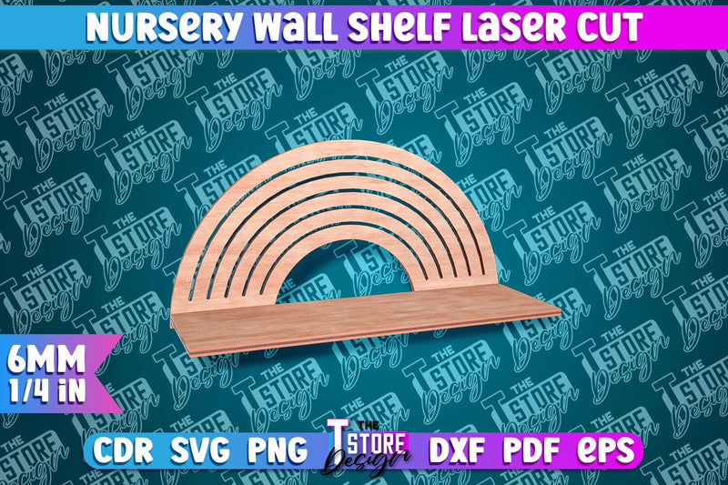 Rainbow Nursery Wall Shelf Laser Cut | Laser Cut Design SVG The T Store Design 