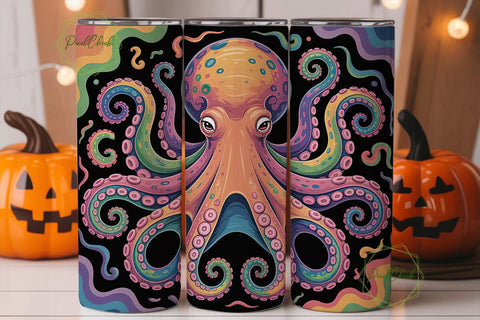 Rainbow Octopus 20oz Tumbler Wrap Sublimation PixelChick 