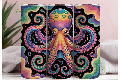 Rainbow Octopus 20oz Tumbler Wrap Sublimation PixelChick 