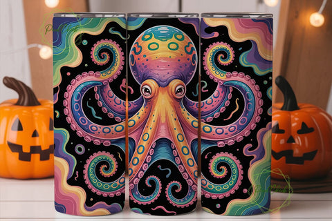 Rainbow Octopus 20oz Tumbler Wrap Sublimation PixelChick 