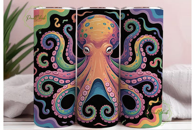 Rainbow Octopus 20oz Tumbler Wrap Sublimation PixelChick 