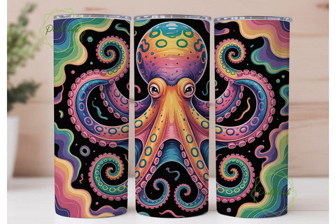 Rainbow Octopus 20oz Tumbler Wrap Sublimation PixelChick 