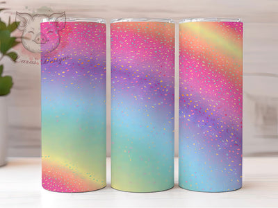 Rainbow Ombre Sparkly Glitter Tumbler, Ombre Sparkle Wrap, 20Oz Skinny Tumbler, Bright Colorful Sublimation, Glitter Gradient Drinkware, Shiny Rainbow Tumbler, Glam Ombre Wrap Sublimation Lara' s Designs 