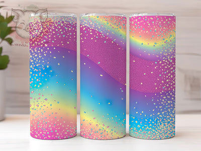 Rainbow Ombre Sparkly Glitter Tumbler, Ombre Sparkle Wrap, 20Oz Skinny Tumbler, Bright Colorful Sublimation, Glitter Gradient Drinkware, Shiny Rainbow Tumbler, Glam Ombre Wrap Sublimation Lara' s Designs 