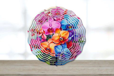 Rainbow Orchid Flowers Wind Spinner Sublimation Bundle Sublimation Regulrcrative 