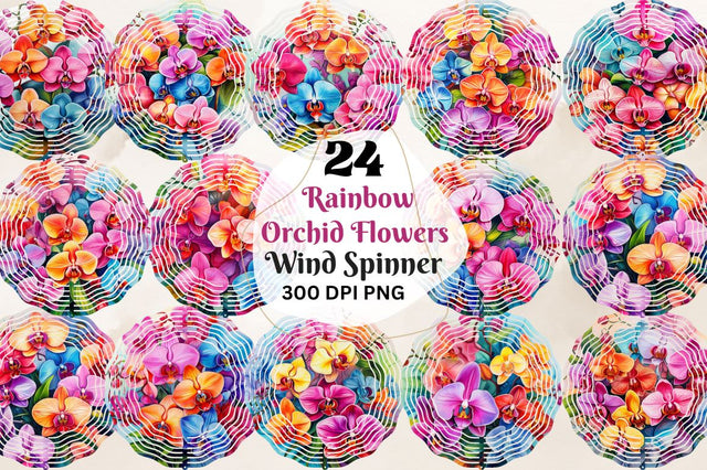 Rainbow Orchid Flowers Wind Spinner Sublimation Bundle Sublimation Regulrcrative 
