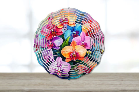 Rainbow Orchid Flowers Wind Spinner Sublimation Bundle Sublimation Regulrcrative 