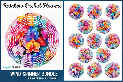 Rainbow Orchid Flowers Wind Spinner Sublimation Regulrcrative 